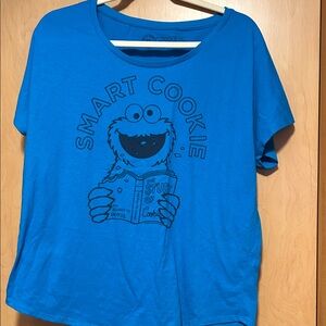 Women Cookie Monster 'Smart Cookie' Graphic Tee - Blue xl